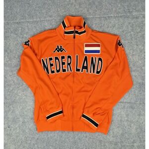 Netherlands Kappa Track Jacket Sz L Orange Futbol Soccer Vintage Nederland NWT